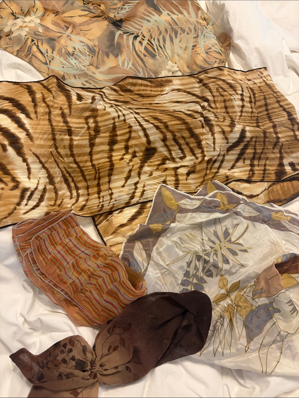 Assorted Sheer Scarves - Neutral & Earth Tone Prints